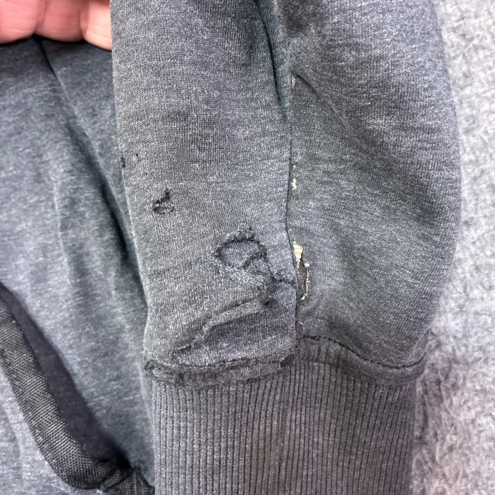 Milwaukee Zip Up Hoodie Mens Medium Black Distressed Heavyweight Workwear - Picture 5 of 12